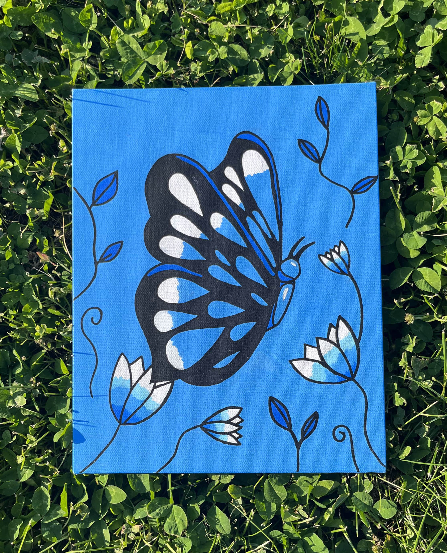 8x10 Blue Butterfly Painting
