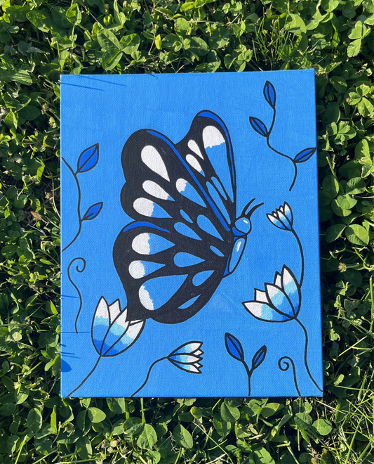 8x10 Blue Butterfly Painting