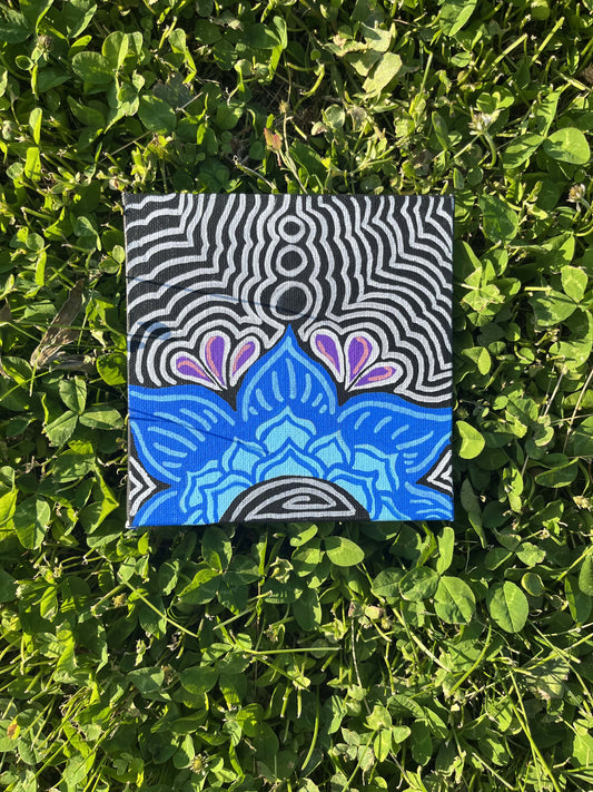 5x5 Blue Mandala Flower Painting