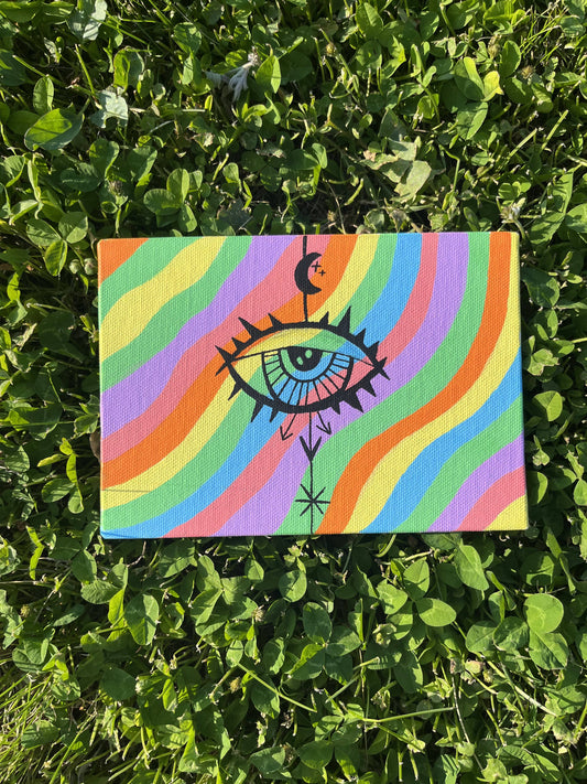 5x7 Pastel Rainbow Eye Painting