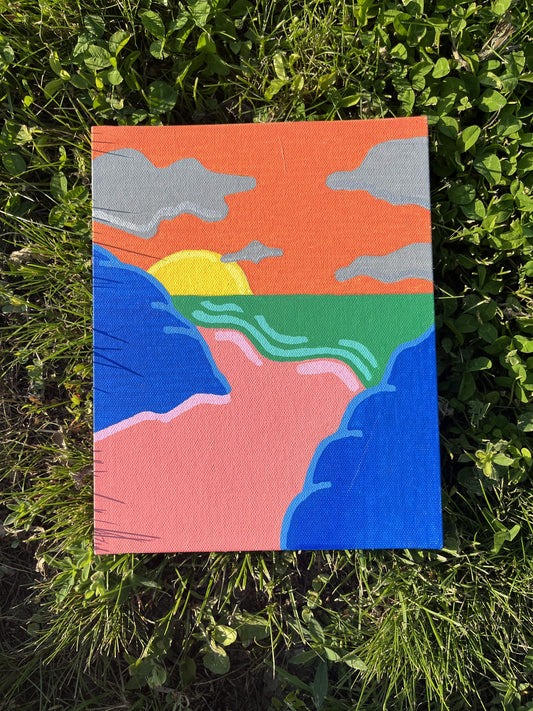 8x10 Ocean Sunset Painting